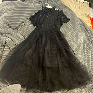 Black lace top dress